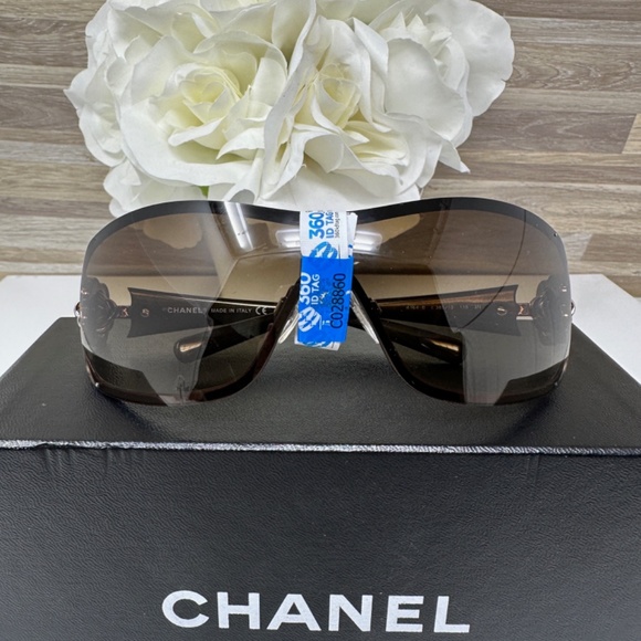Chanel Y2K Vintage CC Logo Camellia Flower Brown Frameless Sunglasses 4164-B - Picture 14 of 14